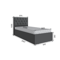 Мадрид Кровать 0.9 МД-2 с подъемным механизмом изголовье РОМБ графит